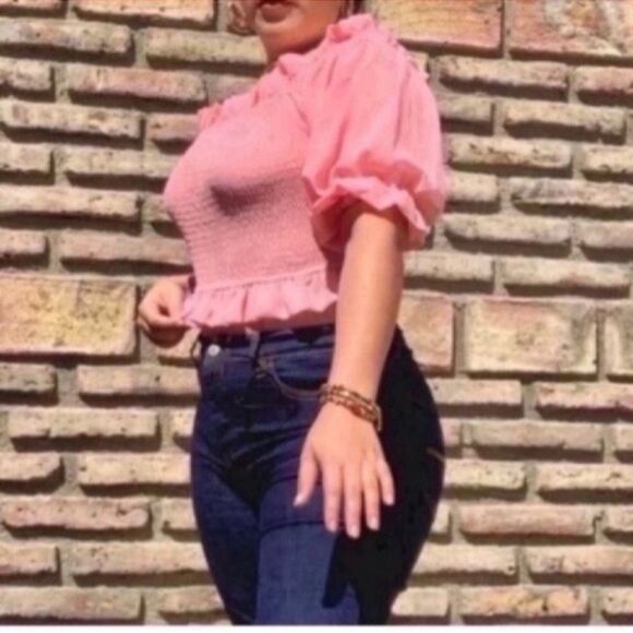 Off The Shoulder Frill Trim Flounce Sleeve Top - Picture 4 of 10